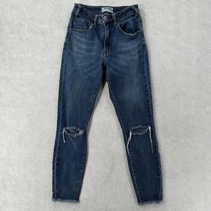 One Teaspoon Dark Wash Skinny Jeans with Knee Rips